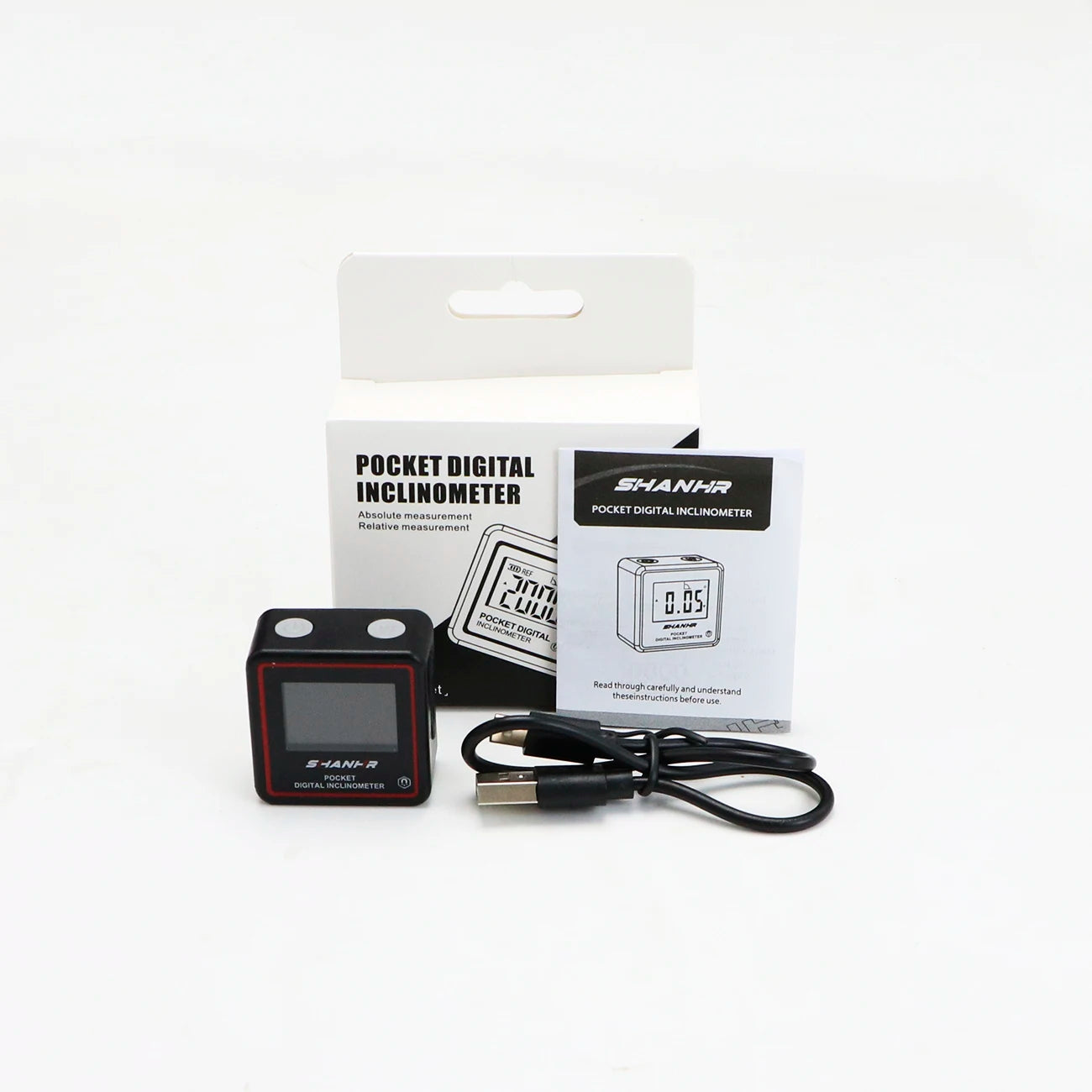 SHANHR Small Digital Level Rechargeable Protractor Inclinometer Digital Angle Finder Angle Measuring Tools