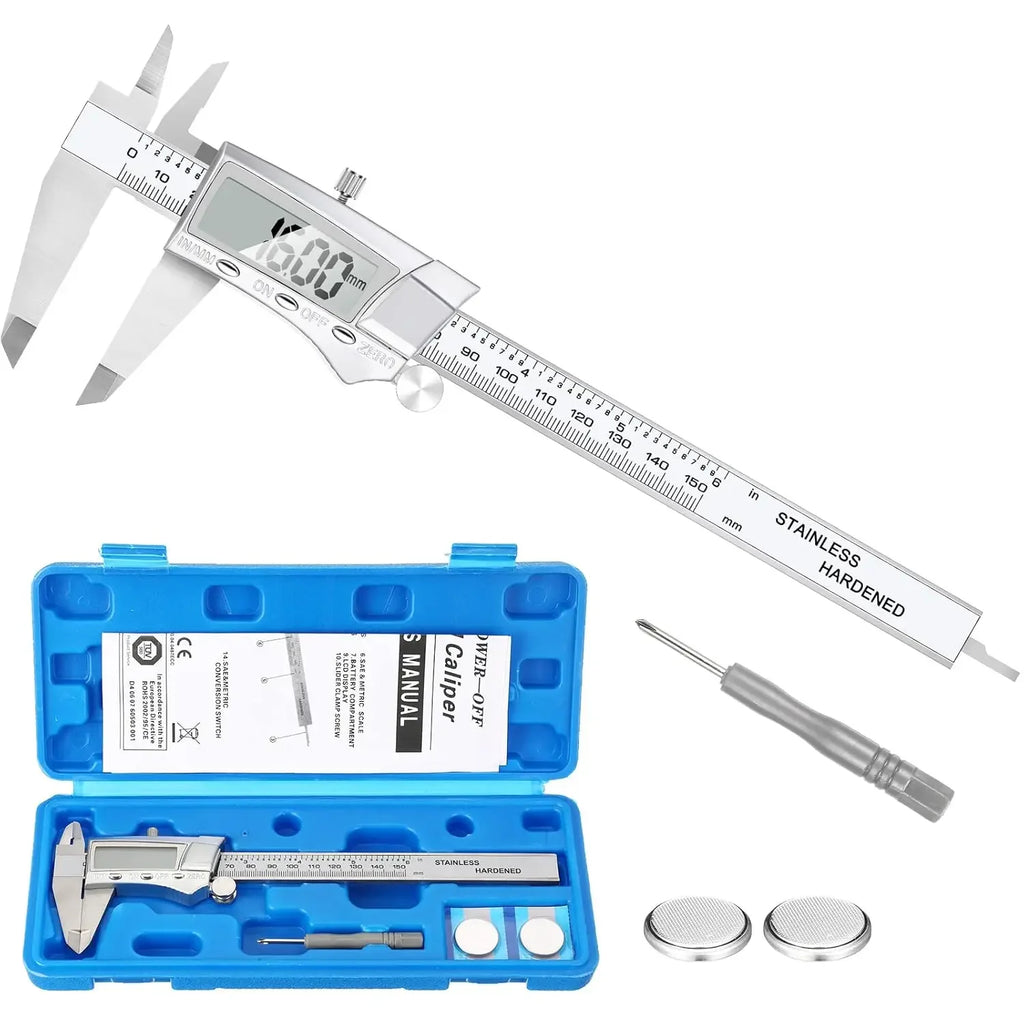 Electronic Digital Caliper, Inch and Millimeter Conversion, LCD Screen Display 0-6” Caliper Measuring Tool, Auto Power Off