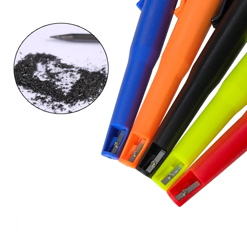 5 Colors 2.8mm Solid Woodworking Mechanical Pencil with Pen Cover 2B Black Yellow Red Lead Long Headed Carpenter Marking Pencil