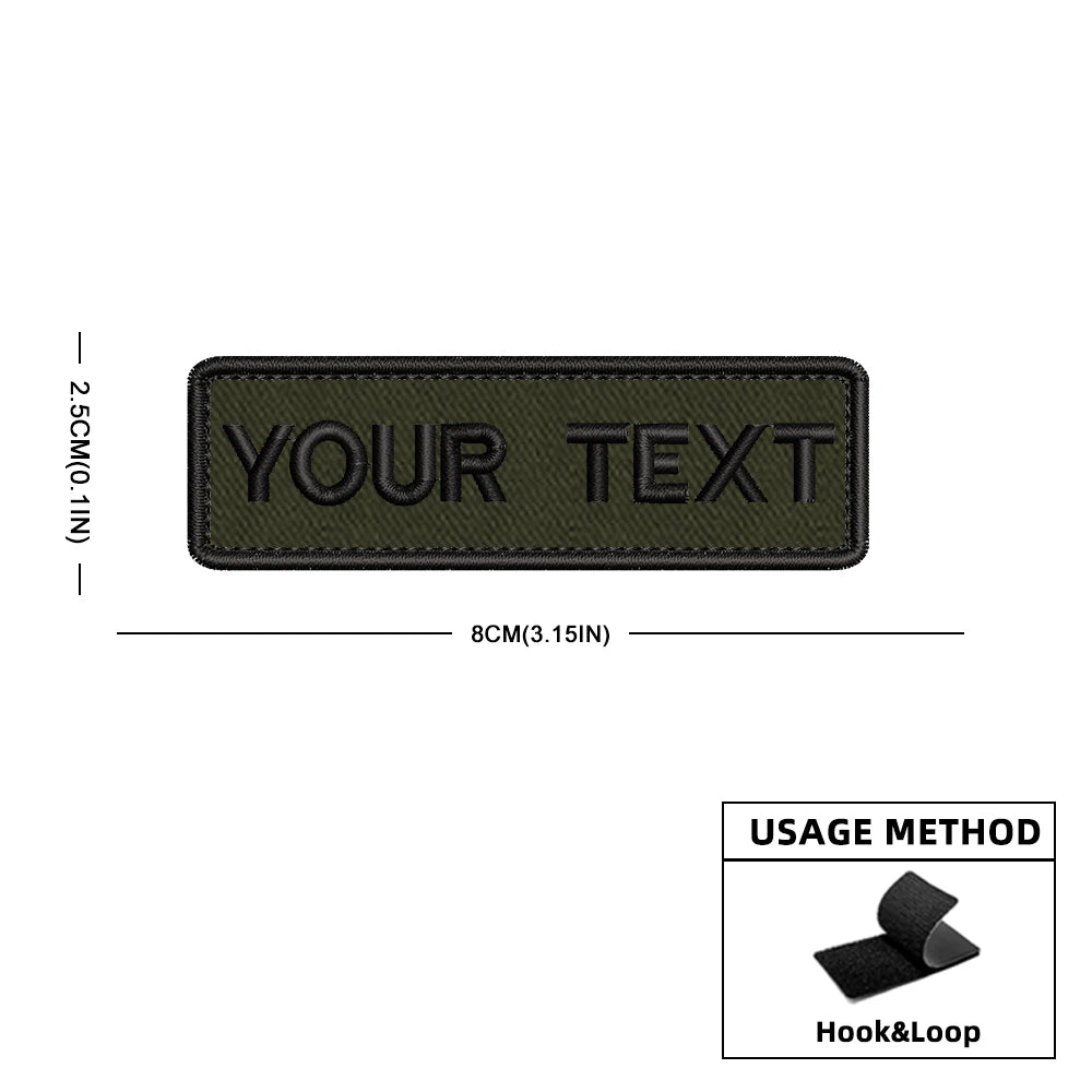 Custom Personalized Name Number Patch Stripes Badge Tags Different Sizes Iron On Or Hook Loop Embroidered Military Green Patches