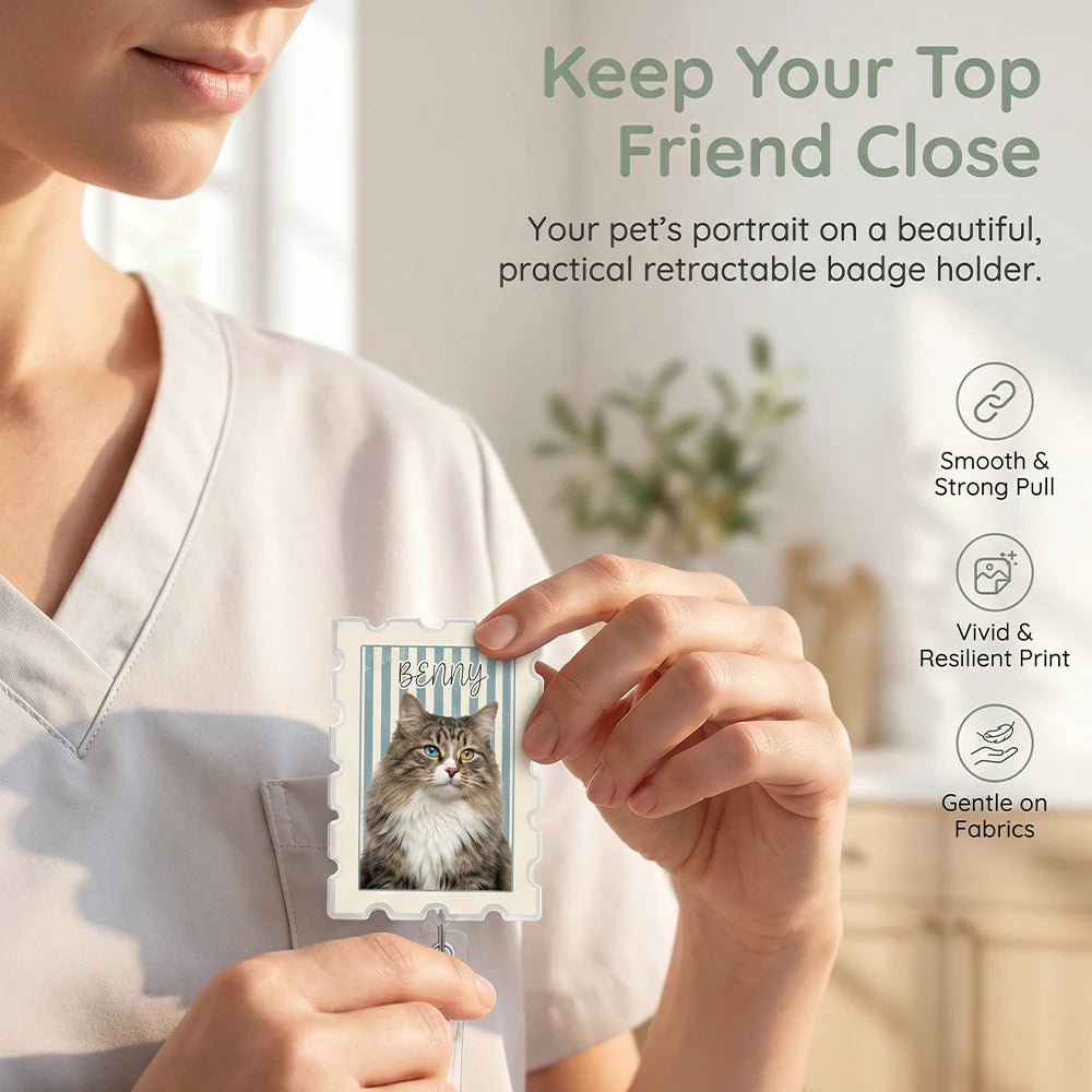 Personalized Custom Pet Picture Badge Reel,Upload Pet Photo & Name,Pet Lover Gift, Birthday, Healthcare Employees, Vet Tech