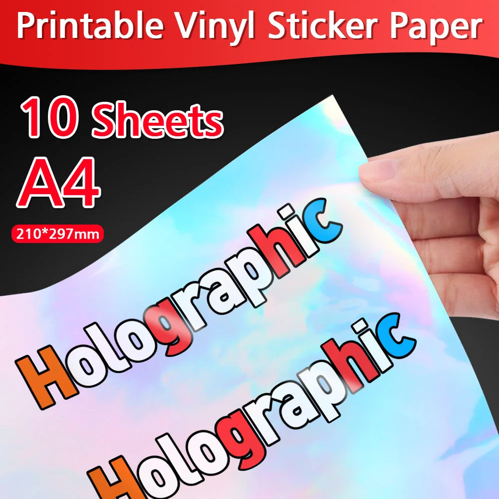 10/20/30/40/50/100 Sheets Printable Vinyl Sticker Paper A4 White Glossy Waterproof Self-Adhesive Copy Paper for Inkjet Printer