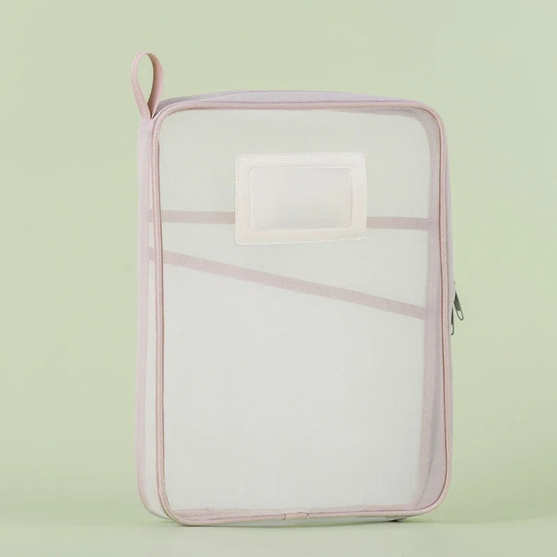 A4 Stationery Storage Bag Double-layer Mesh Zipper Bag Large Capacity Organizer Folders School Office Supplies Toy Storage