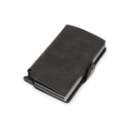 Rfid Credit Card Holder Luxury Split Leather Wallet Men Metal Slim Thin  Minimalist Wallet Bank Cardholder Case Travel Wallet