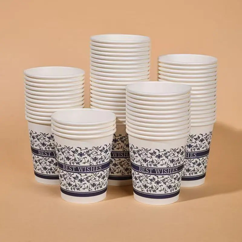 New high-value blue and white porcelain prosperous food grade environmentally friendly paper cup, for home and office use