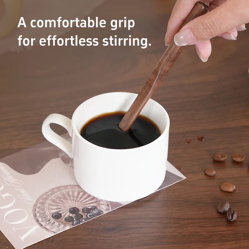 3-piece natural walnut wood coffee stirrer set, reusable, kitchen beverage stirring spoon, butter spreader, coffee equipment set