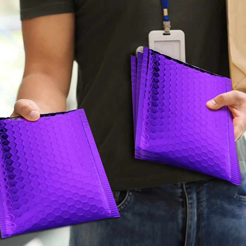 30pcs/lot Rose Gold/Silver/Purple/Blue Packaging Shipping Bubble Mailer Plastic Padded Envelopes Gift Bag Mailing Envelope Bag