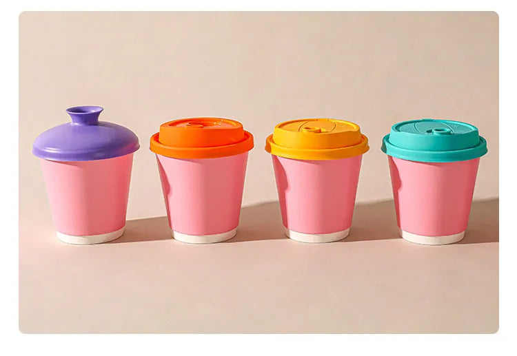Disposable Milk Tea Coffee Hot Drink Paper Cup Pink Thickened Hollow Beverage Shop Takeaway Packaging Disposable Cups 100pcs