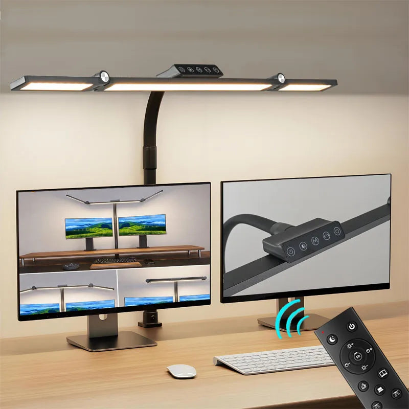 LED Desk Lamp Eye-Caring Desk Light with Stepless Dimming Adjustable Flexible Gooseneck with Clamp for Reading Study Workbench
