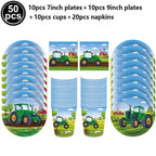  Green Tractor Birthday Party Supplies Farm Tractor Paper Plates Cup Napkins for Tractor Birthday Party Decoration Supplies