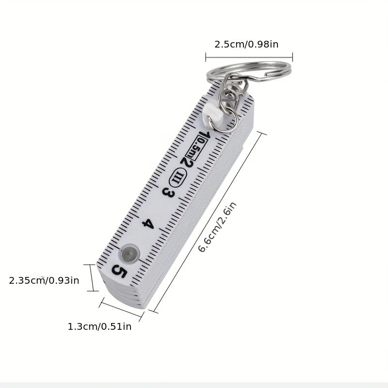 Mini Folding Ruler Keychain Portable Plastic Measuring Tape