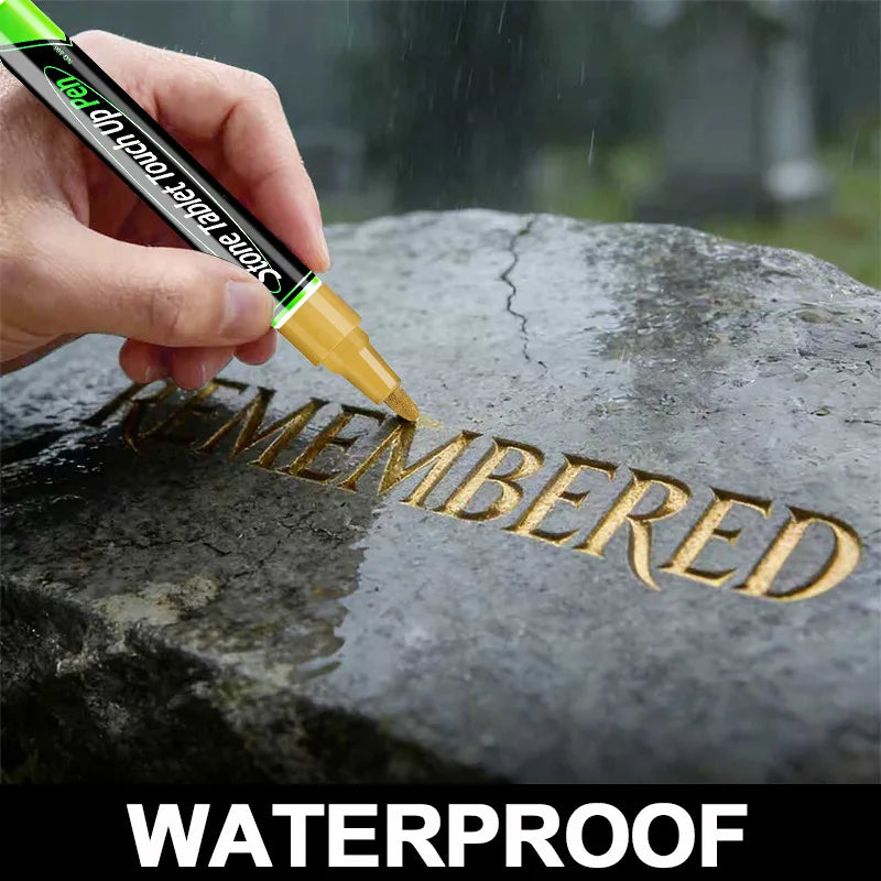 Tombstone Marker Pen Stone Pen for Restoring Faded Grave Inscriptions Waterproof Strong Coverage Ideal for Gravestone Lettering