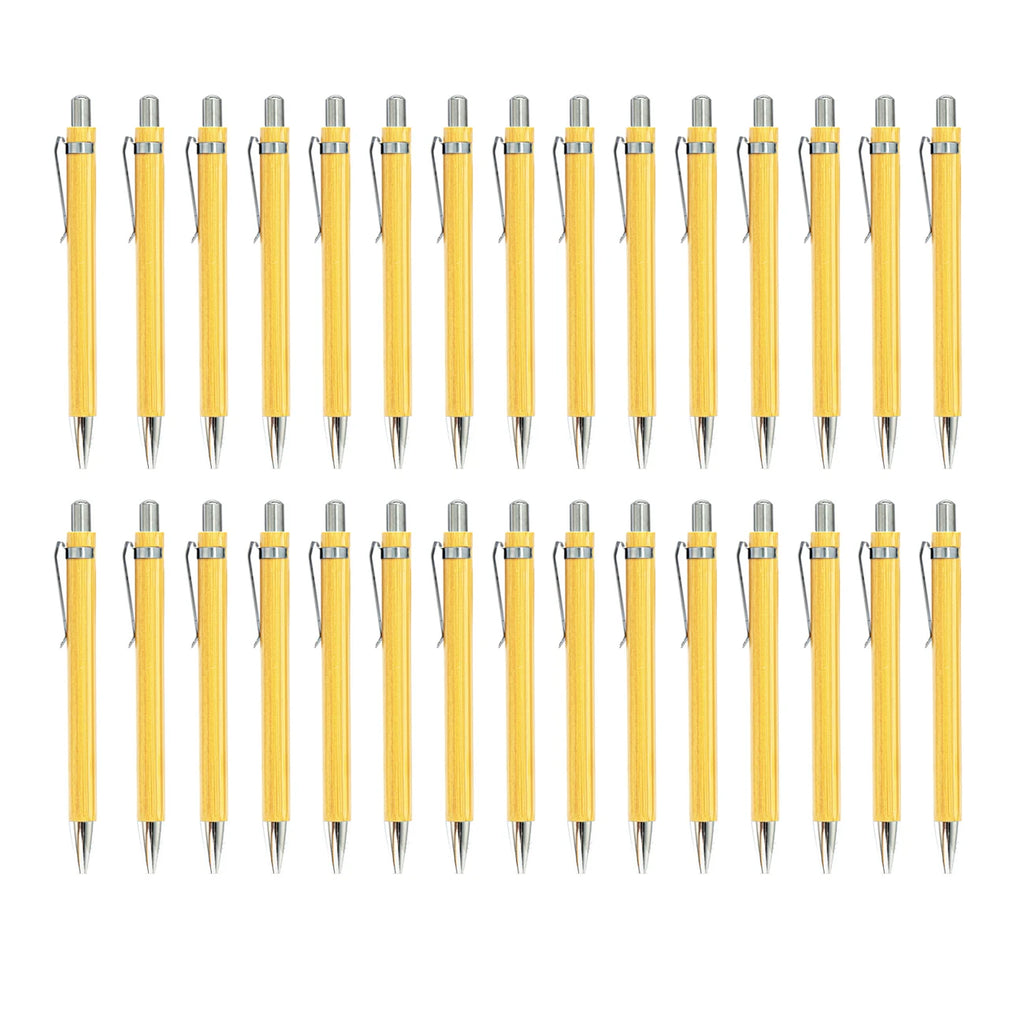 30Pcs Bamboo Wood Ballpoint Pen 1.0mm Tip Office School Wrting Stationery Business Signature Ball Pens Bamboo Pen
