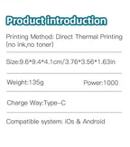 DOLEWA D5 Label Maker Inkless Sticker Printer 12-57mm Roll Paper Adjustable Thermal Pocket Printer for Photo Printing