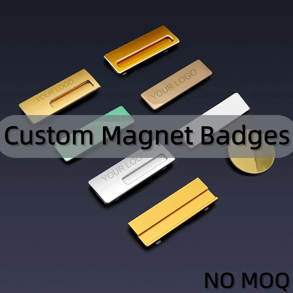 Custom LOGO Blank Zinc Alloy Sublimation Reusable Employee Staff Magnetic Nametag Name Badge with Magnet