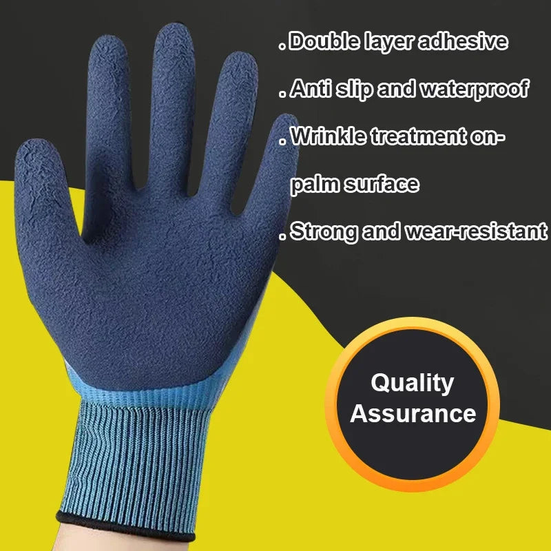 Waterproof Latex Gardening Gloves, Puncture Stab Resistant Wearproof Labor Protective Gloves for Planting Flower Work