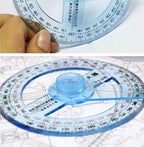 1 Circular Dia.10cm Transparent Plastic 360 Degree Pointer Protractor Ruler Angle For School Office Drafting Supplies Protractor