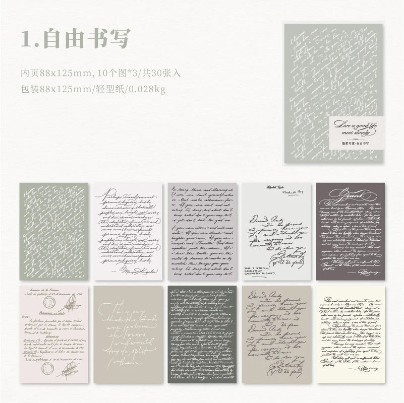 Yoofun 30pcs/pack Large Size Ins Style Material Papers Letter Journal Scrapbooking Background Decoration Paper Memo Pads