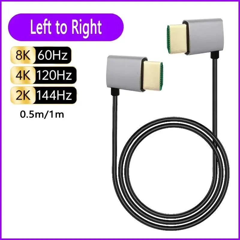 8K 90 degree HDMI-Compatible 2.1V Cable Cord 8K 60Hz 4K 120Hz 48Gbps EARC ARC HDCP Ultra High Speed HDR for Projector PS4 PS5