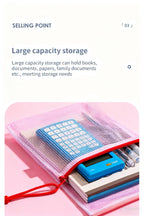 Zipper Documents Bag A4/A5 Plastic Folders A3 Transparent Waterproo File Organize Storage Bag School Office Stationery Supplies