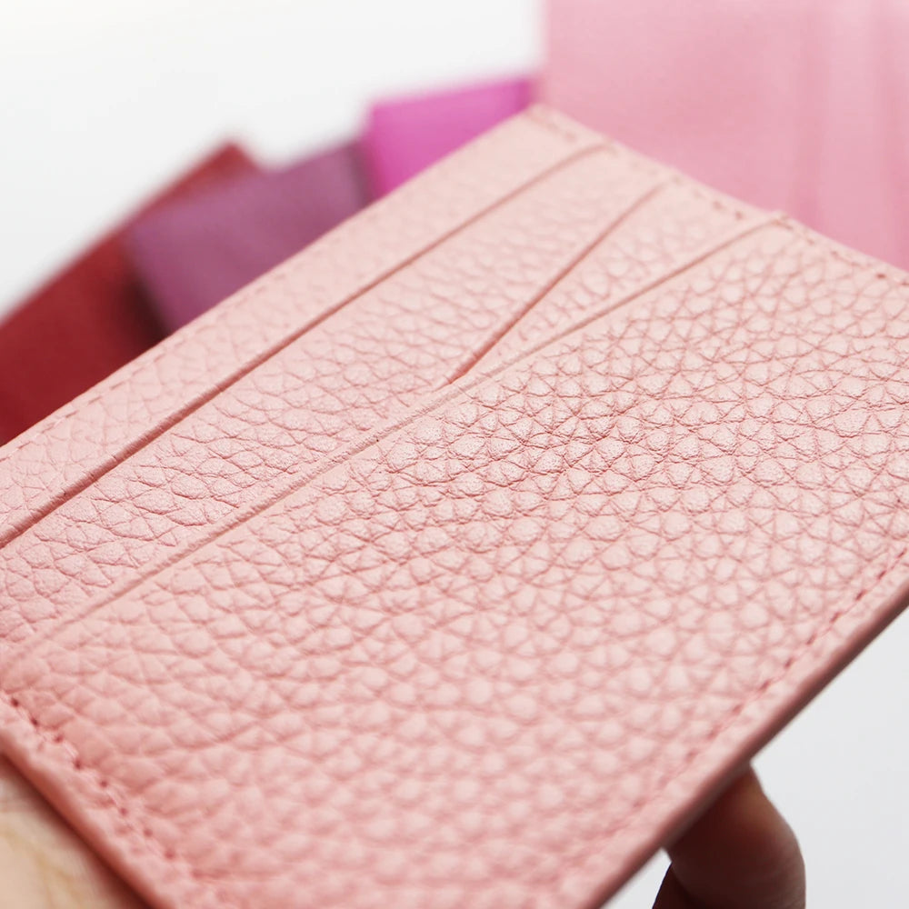 Genuine Leather Card Holder Woman Custom Name Designer Wallet Slim Luxury Card Wallet Man Engrave Initials Business Coin Purse