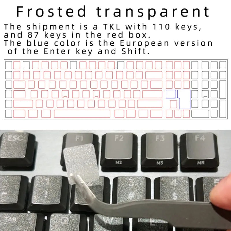 Matte Transparent Semi-Translucent, Suitable for Logitech G813, G913, G915X TKL Keyboard Stickers, Key Film, Anti-Oil