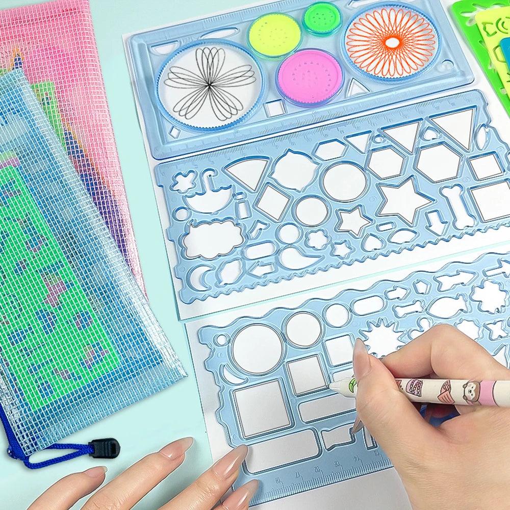 7-in-1 Spirograph Stencil Drawing Ruler Set For Children