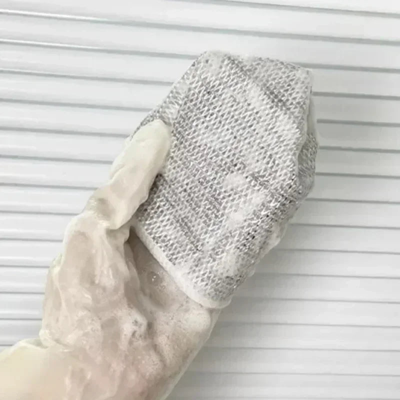 Thickened Steel Wire Cleaning Cloth Non-Scratch Double-layer Iron Microfiber Mesh Dishrag Washing Pot Rags Kitchen Towel