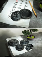 Natural Original Stone Inkstone With Cover Longan Round For Students Libros Livros Livres Kitaplar Art