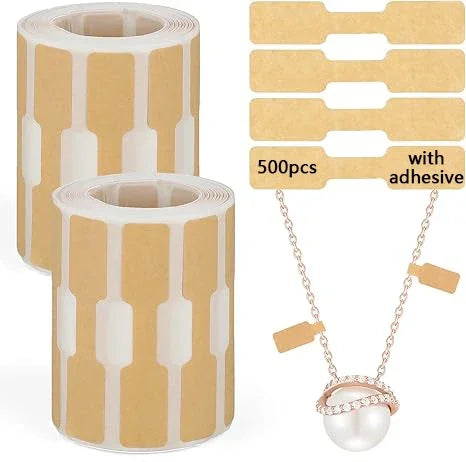 500pcs Paper Price Tags Jewelry Tags Self Adhesive Blank Labels Display Card Packaging Sticker Necklace Earring Bracelet DIY