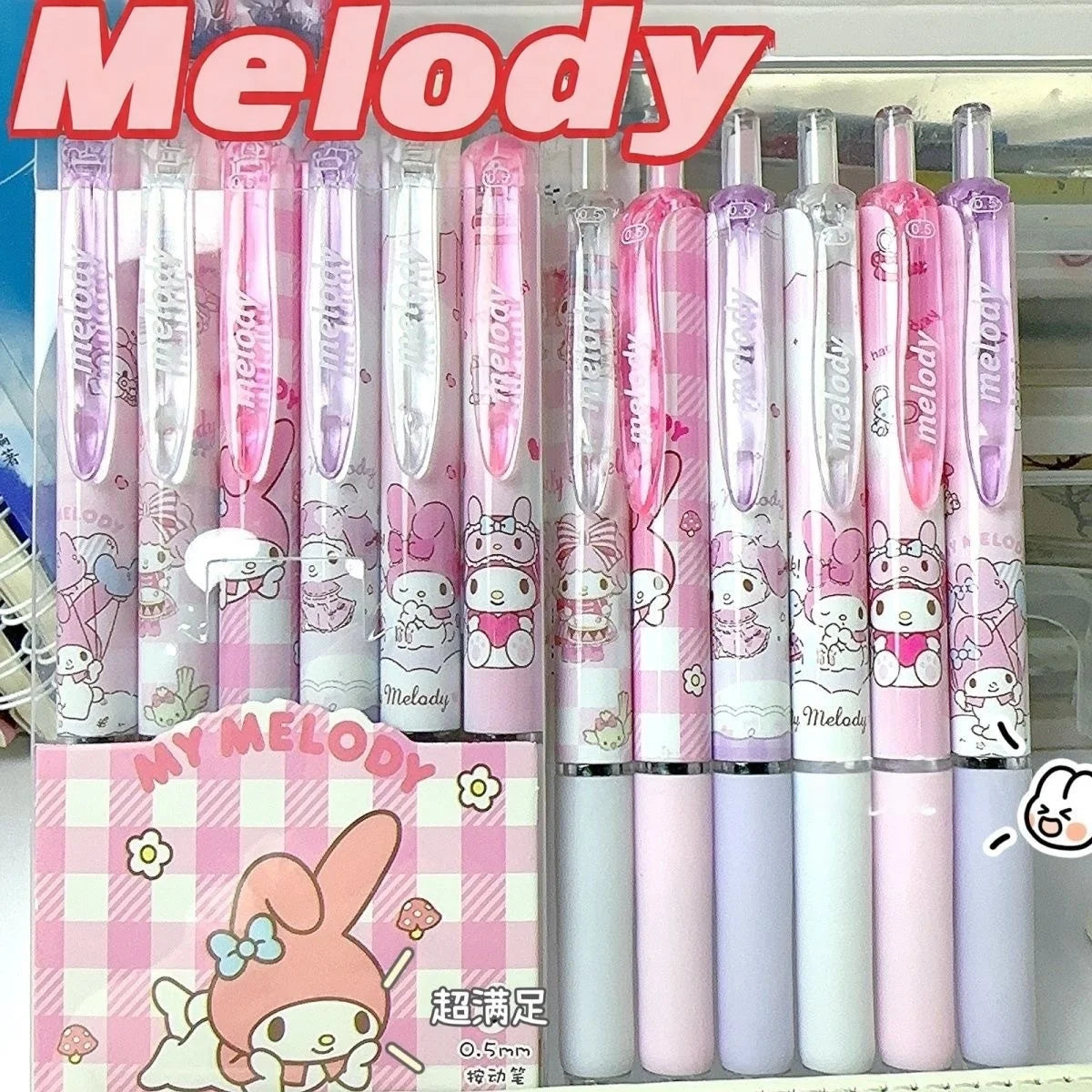 6 Pcs/Set Hello Kitty Melody Limited Edition High Quality Gel Pen Cartoon Series Black 0.5mm Student/Office Daily Stationery