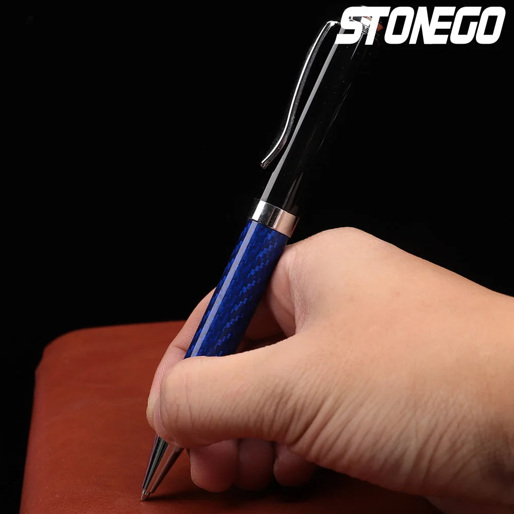 STONEGO Carbon Fiber Signature Pen, Premium Metal Gel Ink Pens Micro Point 0.5mm Black Ink Smooth Writing Ball Pen