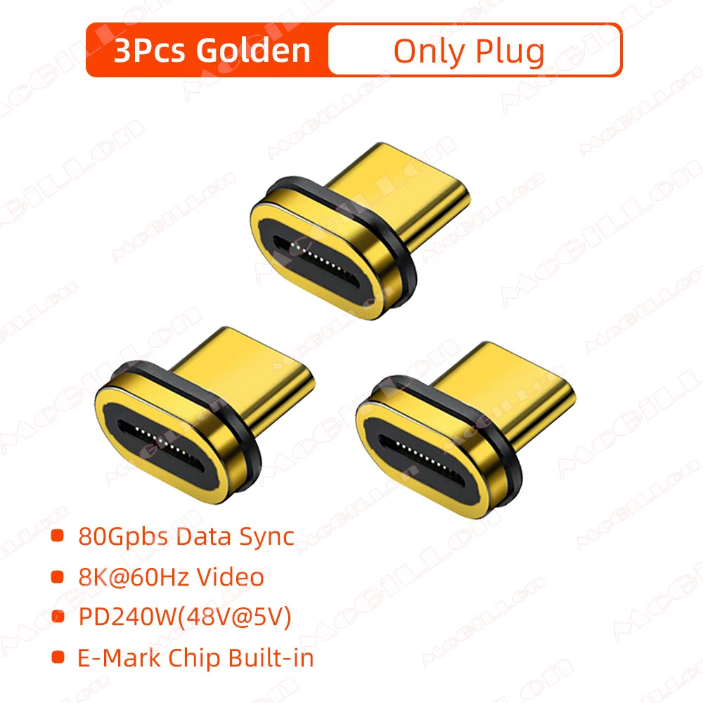 Mini USB4 80Gbps 240W Thunderbolt5/4 Magnetic Adapter USB C To Type C Fast Charge Magnet Converter Cable 8K@60Hz Type C Adapter