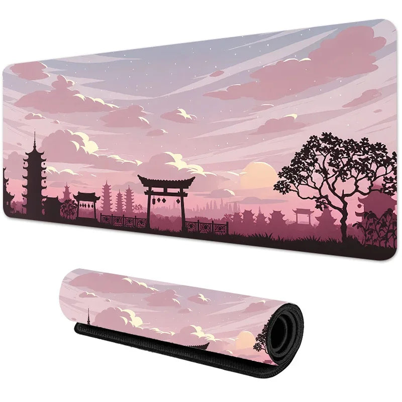 Sakura Scenery Mouse Pad Large Anti-Slip Rubber Gaming MousePad Durable Thick Seam Edge Suitable for Office and Gaming Desk Mats