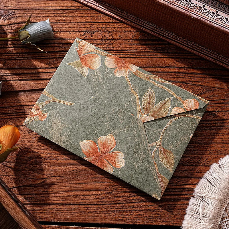 10pcs Oriental Yunjin Brocade Vintage Embossed Letter Envelope Elegant Envelope for Invitation Complete Luxury Set for Weddings