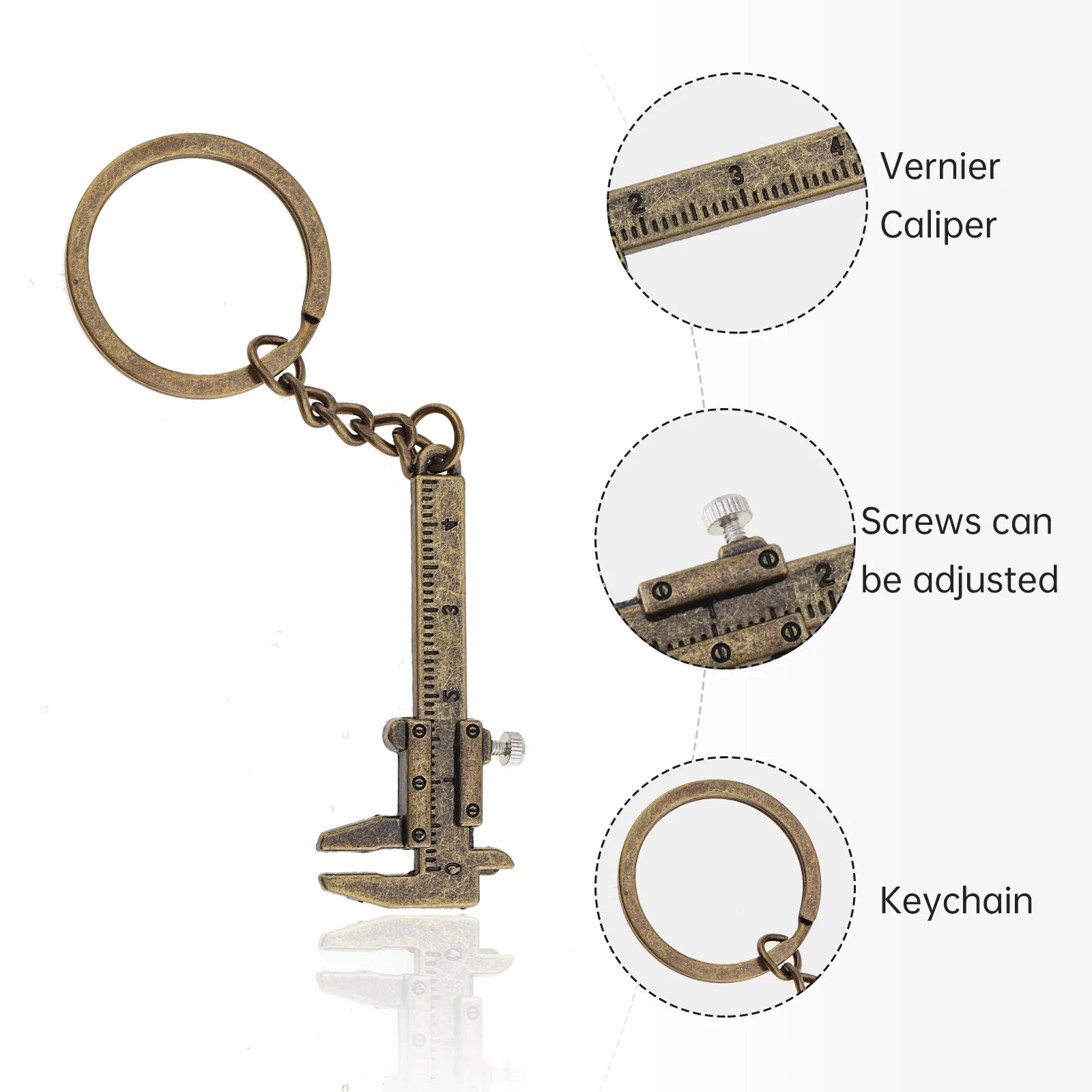 0-40mm Portable Mini Zinc Alloy Vernier Caliper with Chain Keychain and 1mm Accuracy for Measurement
