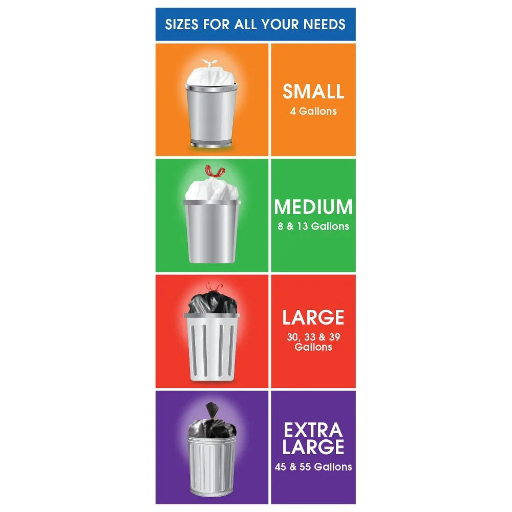 30 Gallon Large Flap Tie Trash Bags, 20 Bags for Kitchen Home Office Heavy Duty Garbage Can Liners