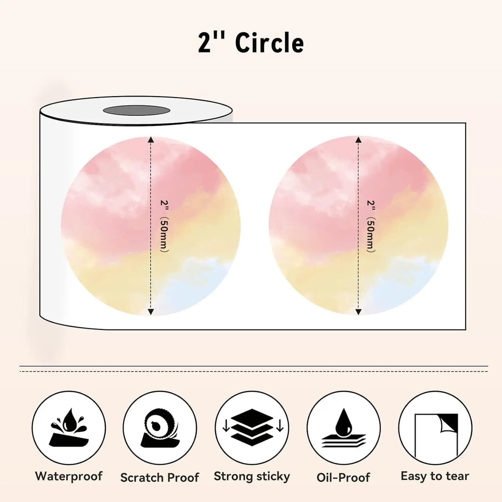 Phomemo PM-241BT Shipping Label Printer Label Sticker Round Label Square Label Rainbow Color DIY Logo Design Small Business