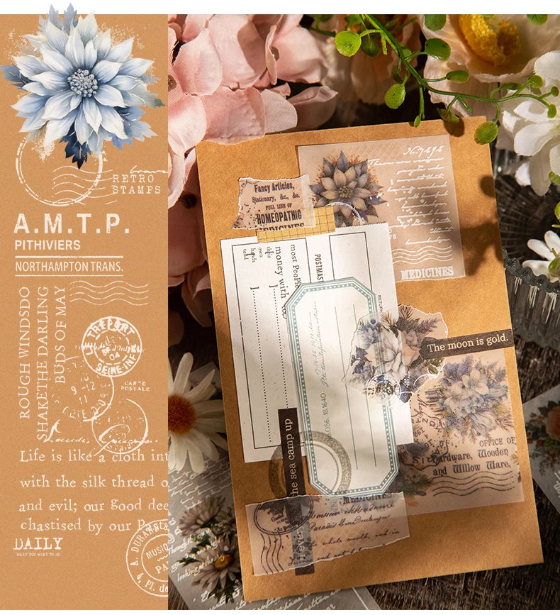 JIAMEI 30pcspack Floral Litmus Paper Materials Paper Decor Junk Journal DIY Scrapbooking Translucent Craft Aesthetics Paper