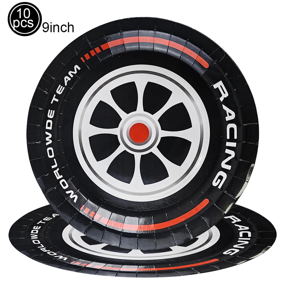 Race Car Party Plates Cup Napkins Race Track Party Supplies Racing Sports Themed Tableware for Kids Boys Birthday Home Decors