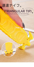 Yellow Safe Portable Box Opener Utility Knife with Plastic Handle And Sharp Blades Office Supply Tool