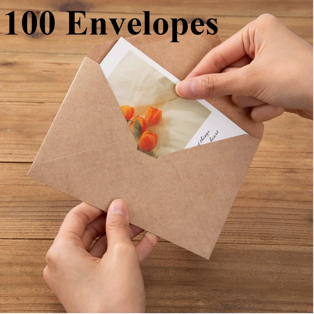 50/100pcs Kraft Paper Envelopes Solid Color Blank Mini Envelopes for DIY Greeting Cards Invitations Notes Gift Envelopes