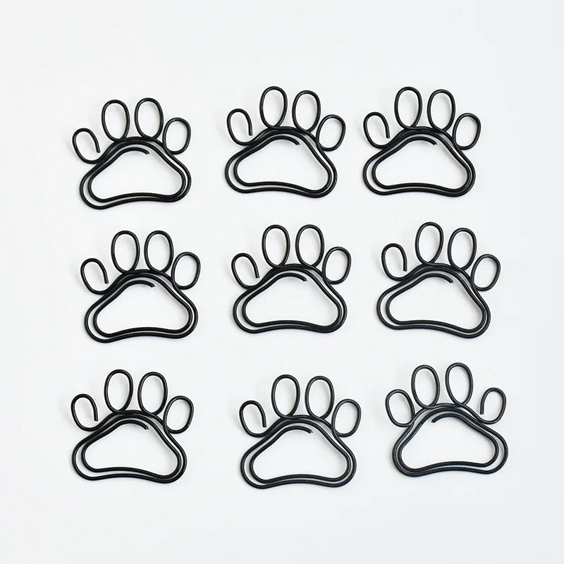 20pcs Cute Cat Claw Paper Clips Creative Pink Black Metal Paperclip Cartoon Bookmark Binder Office Stationery Binding Supplies