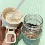 500ml Leak-proof Water Bottle with Straw Portable Student School Food Grade Plastic Water Cup Modern Simple Style Juice Beverage