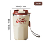 WORTHBUY Coffee Mug With Lid&Handle 304 Stainless Steel Tea Milk Coffee Cup Double Wall Insulated Anti Scalding Drinking Cup