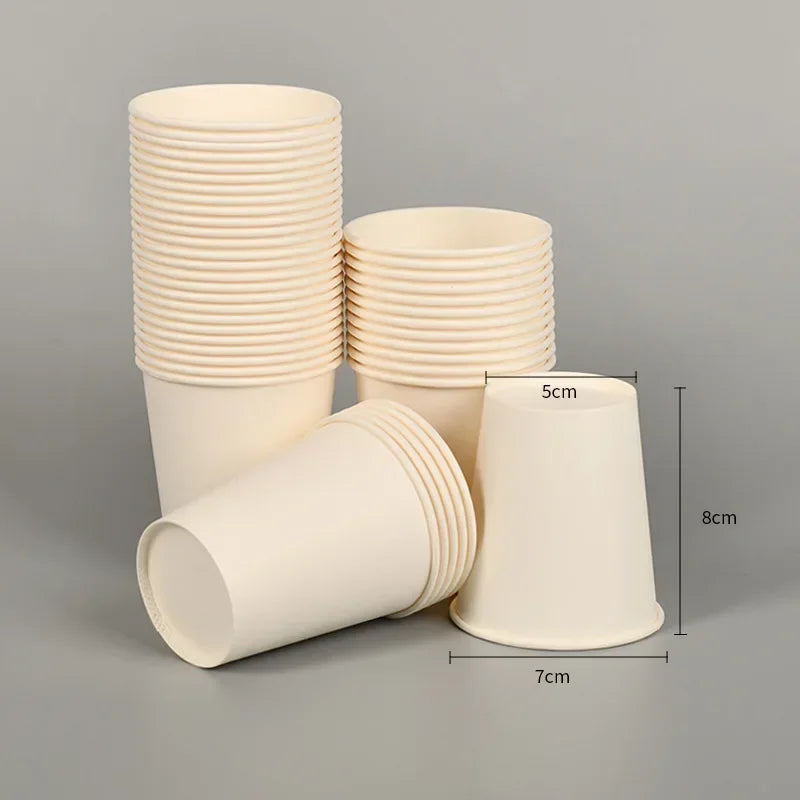 50/100PCS 210/250ml Pure White Paper Cups Disposable Coffee Tea Milk Cup Party Drinking Accessories Camping Party Supplies