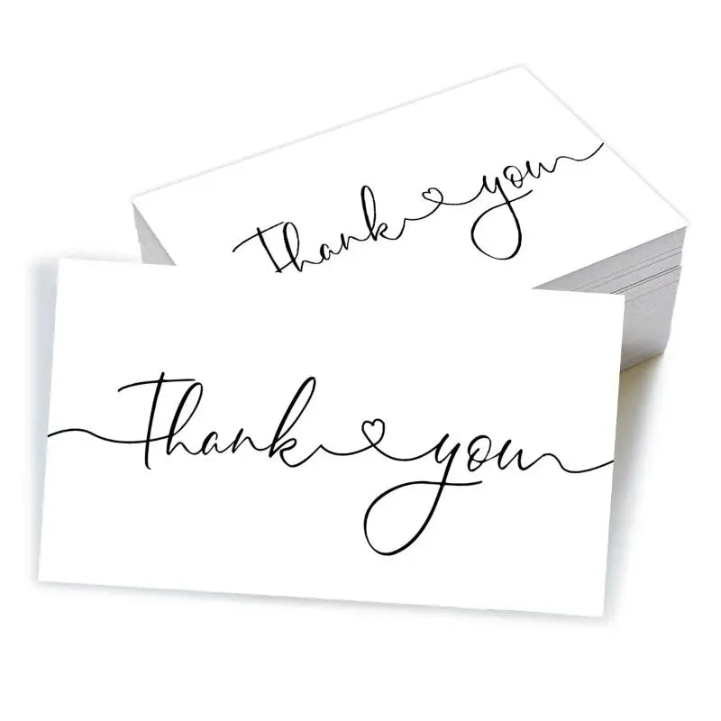 50pcs Business Thank You Cards Cherry & Pink Bow Design Celebration Invitations Gift Wrapping Cards For Party