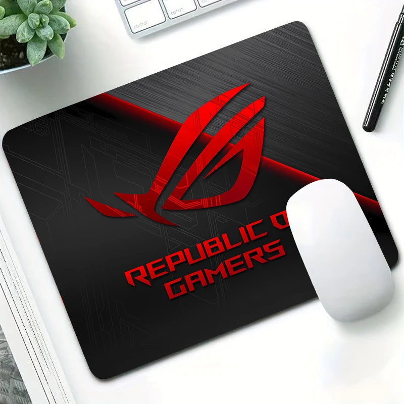 AS-US ROG Game Player Square Mousepad Small Size Home Desk Protector Mat Washable Desktop Mouse Pad Anti-slip Rubber Table Mats