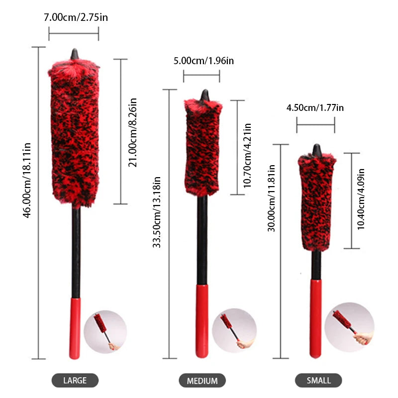 SEAMETAL Car Wheel Detailing Cleaning Brush Woolies Plush Car Rim Tire Wash Brushes Long Handle Bendable Auto Wheel Clean Tools