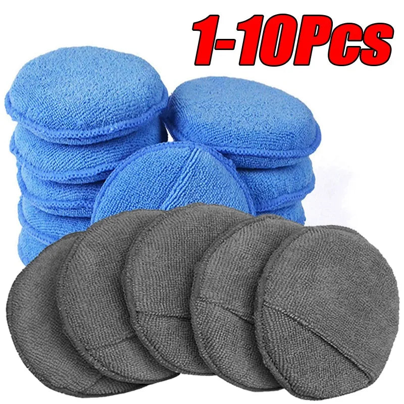 10Pcs Car Detailing Applicator Pads Car Care Waxing Polish Sponges Soft Microfiber Round Pocket Foam Sponges Car Cleaning Tools